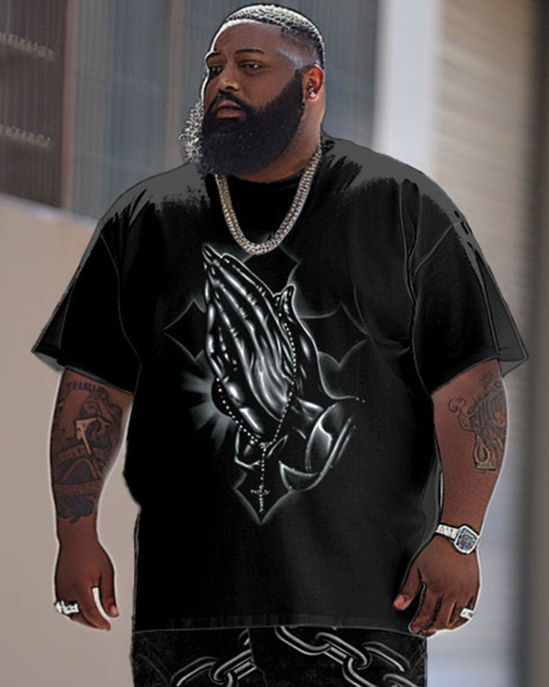 Big & Tall Graphic Streetwear T-Shirt Pants Set for big men view 2