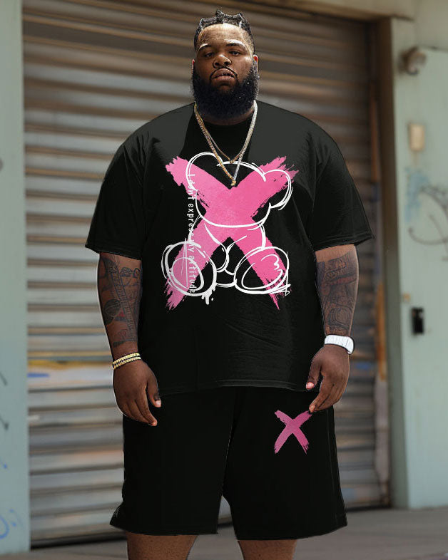Big & Tall Graphic Graffiti T-Shirt Shorts Set for big men view 1