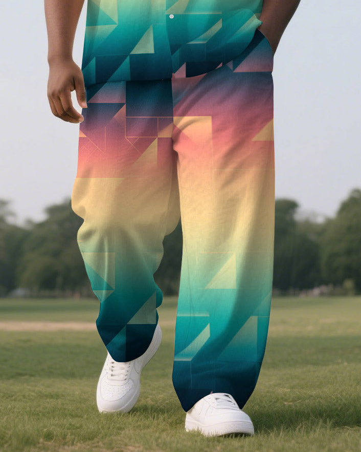 Big & Tall Gradient T-Shirt Pants Set for big men view 3