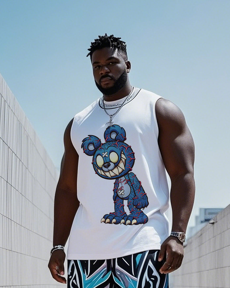 Big & Tall Graphic Graffiti Vest Pants Set for big men view 2