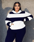 Big & Tall Blue Navy Striped Hoodie Sweatpants Set for big men view 2