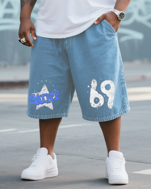 Big & Tall Denim Washed Streetwear Jeans for big men