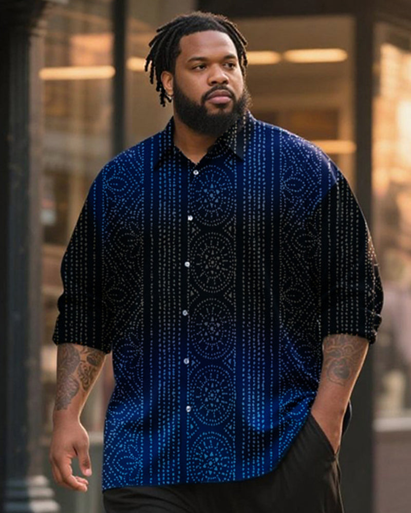 Big & Tall Black Blue Gradient T-Shirt Pants Set for big men view 2