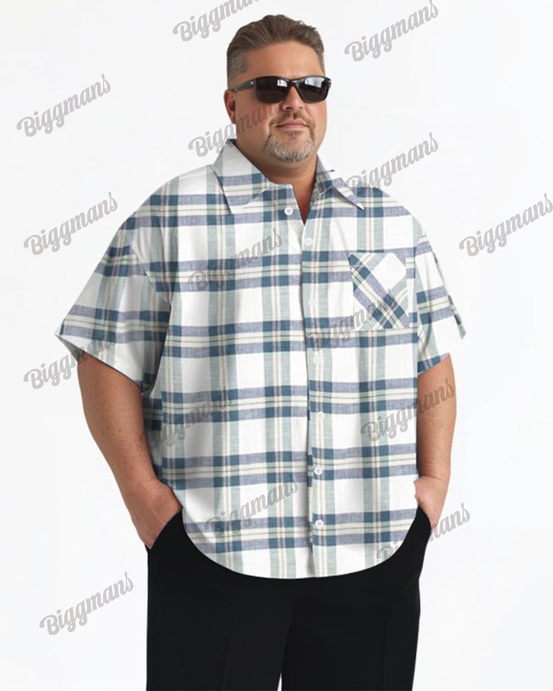 Big & Tall Plaid Graphic Short Sleeve Shirt for big men view 1