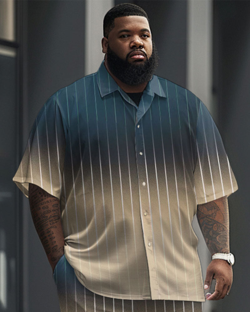 Big & Tall Gradient Striped Graphic Shirt Pants Set for big men view 2