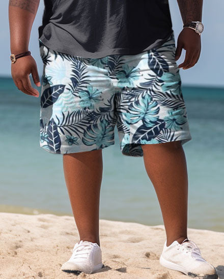 Big & Tall Hawaiian T-Shirt Shorts Set for big men view 3