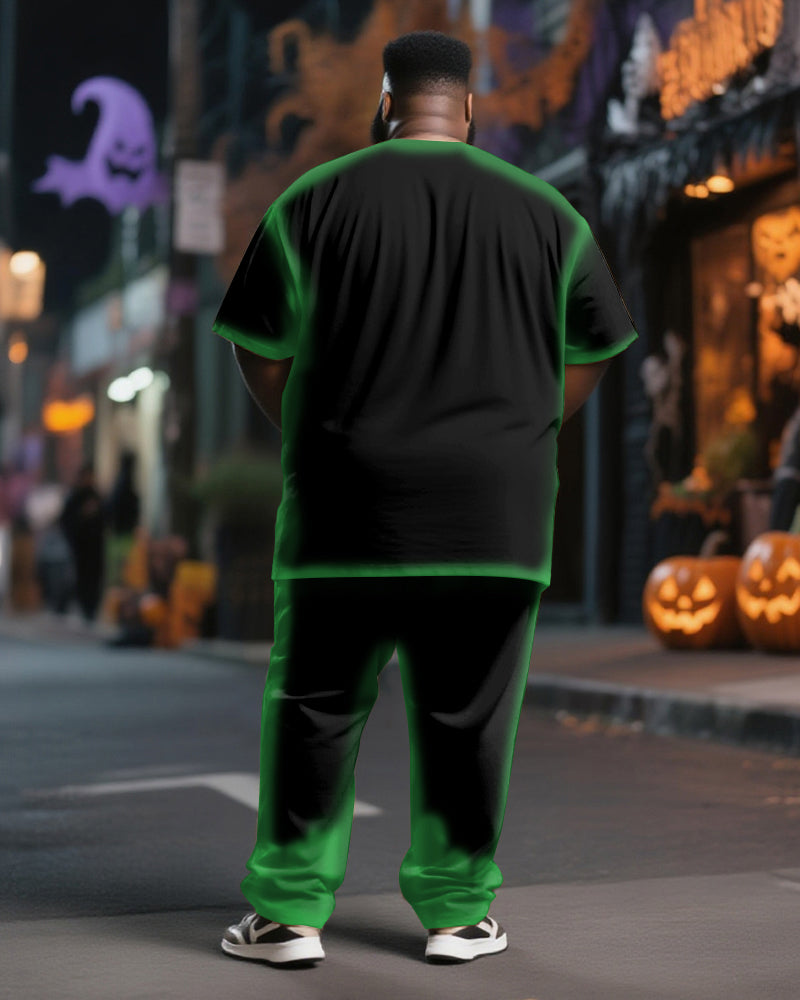 Big & Tall Green Graffiti T-Shirt Pants Set for big men view 4