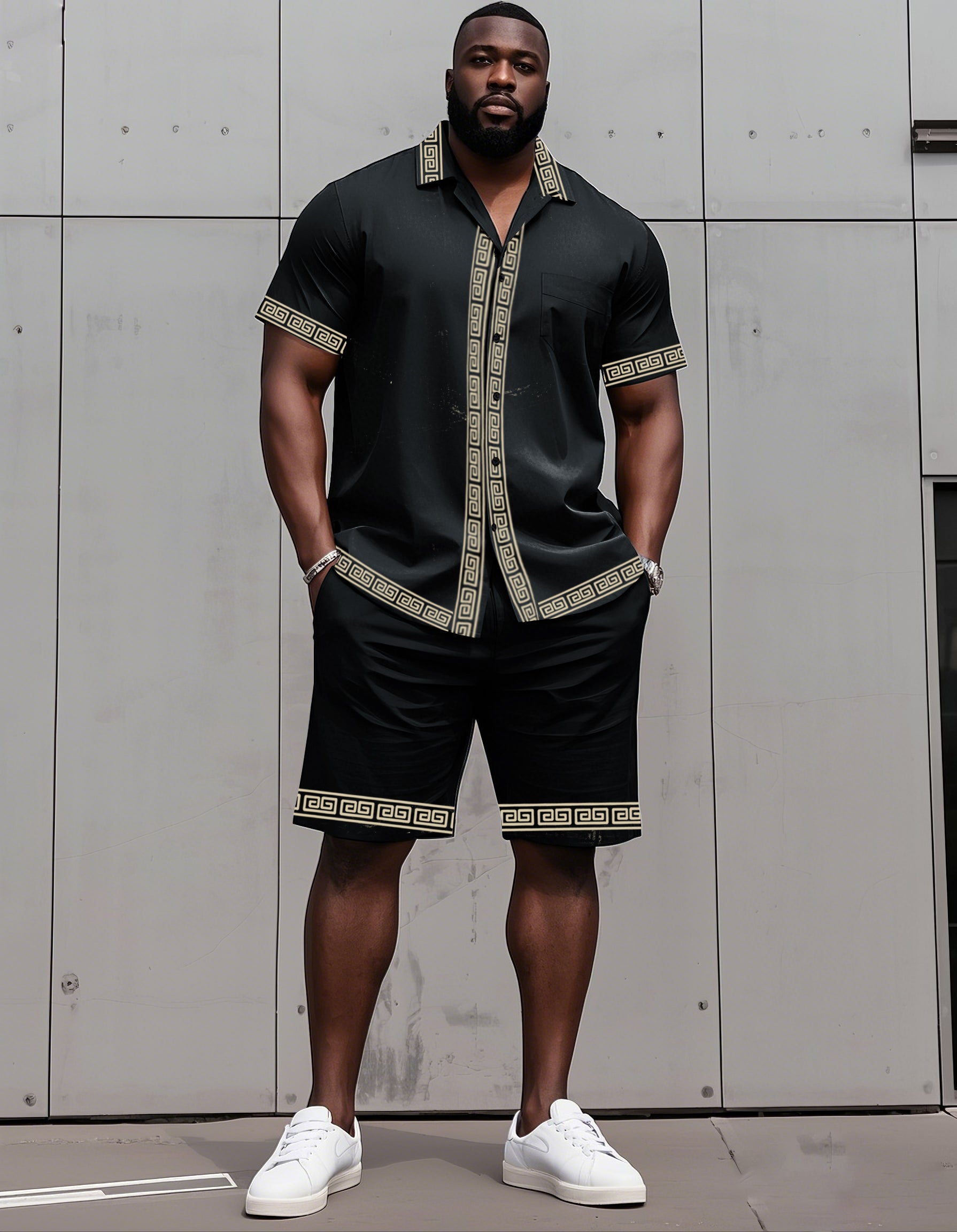 Big & Tall Colorblock T-Shirt Shorts Set for big men view 1