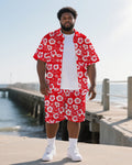 Big & Tall Hawaiian Floral T-Shirt Shorts Set for big men view 1