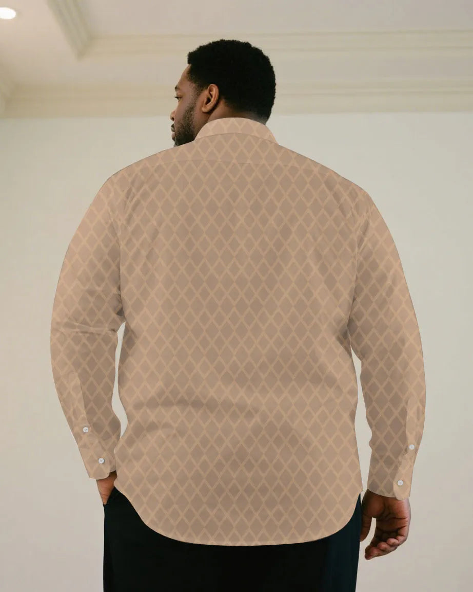 Big & Tall Black Khaki Long Sleeve Shirt for big men view 4