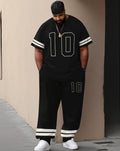 Big & Tall Striped T-Shirt Pants Set for big men view 1