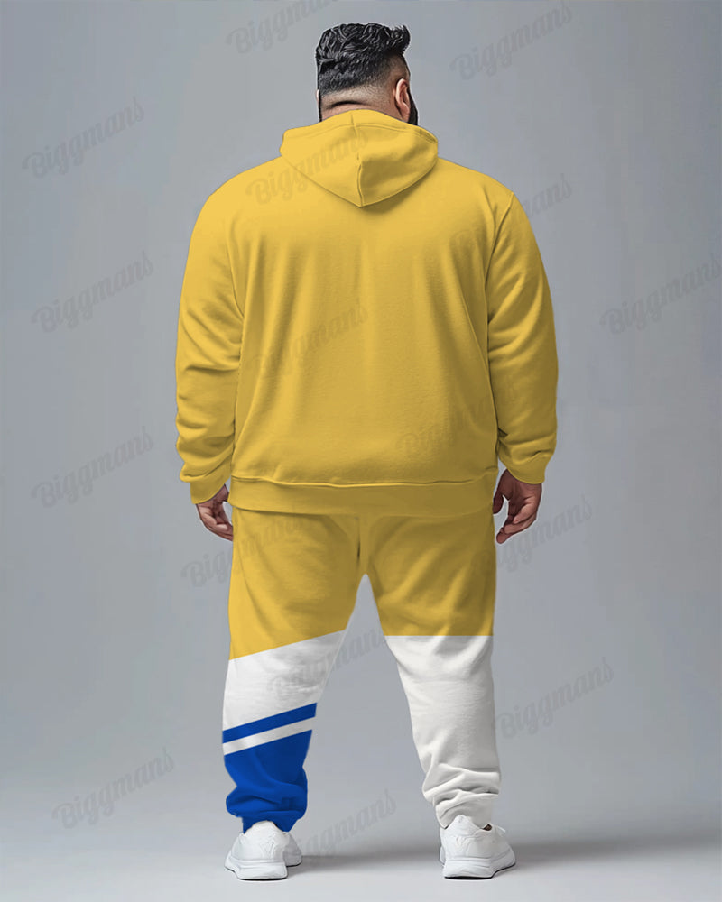 Big & Tall Colorblock Graphic Hoodie Sweatpants Set for big men view 2