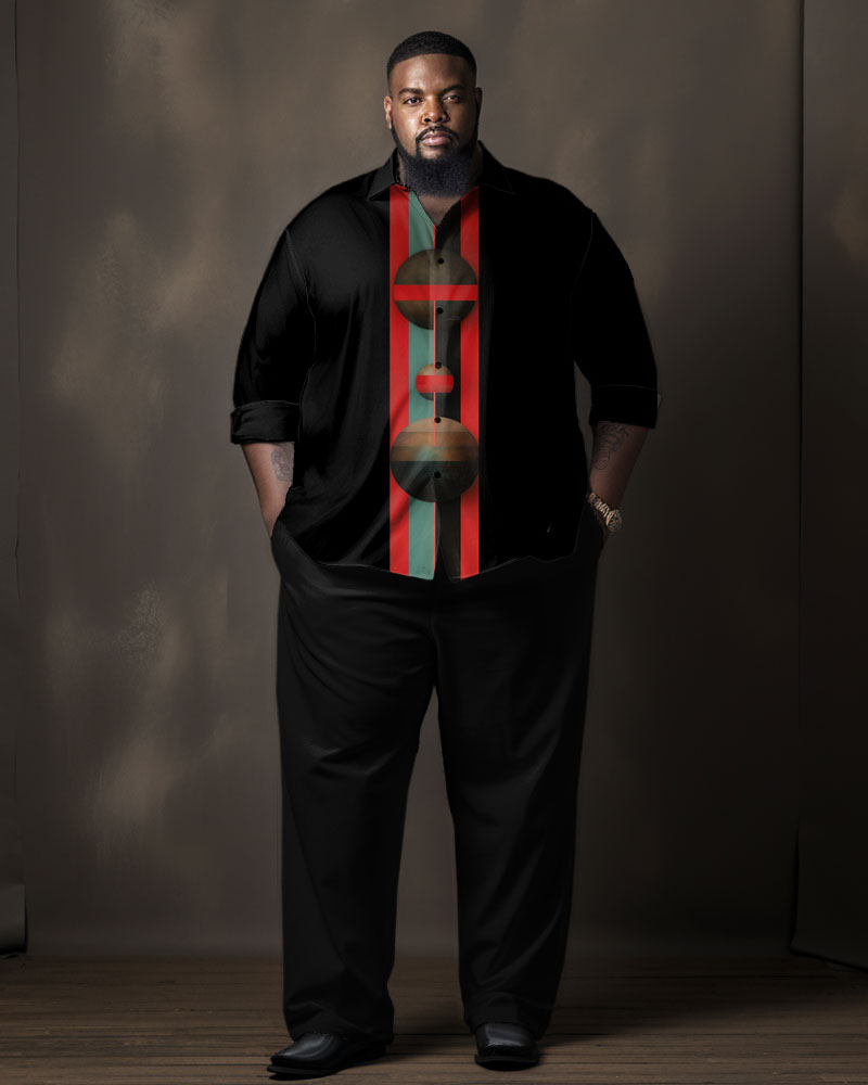 Big & Tall Colorblock Geometric T-Shirt Pants Set for big men view 1
