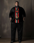 Big & Tall Colorblock Geometric T-Shirt Pants Set for big men view 1