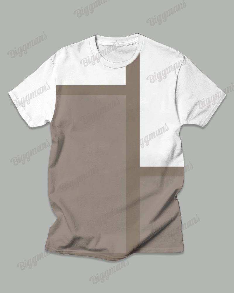 Big & Tall Khaki Colorblock T-Shirt Pants Set for big men view 2