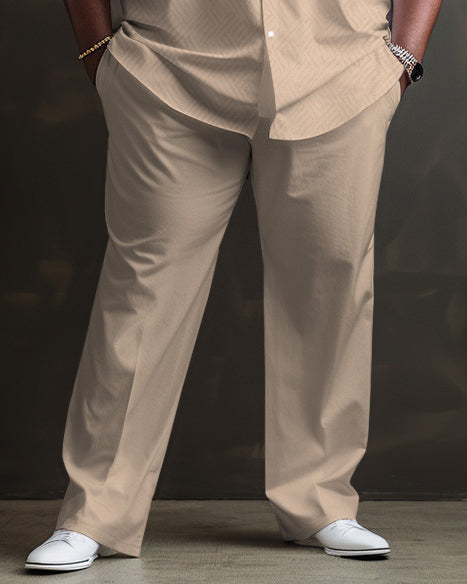 Big & Tall Striped Shirt Pants Set for big men view 3