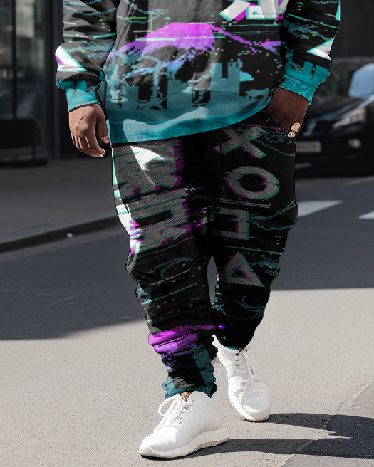 Big & Tall Streetwear Hoodie Sweatpants Set for big men view 3