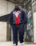Big & Tall Blue Navy Graphic Hoodie Sweatpants Set for big men view 1
