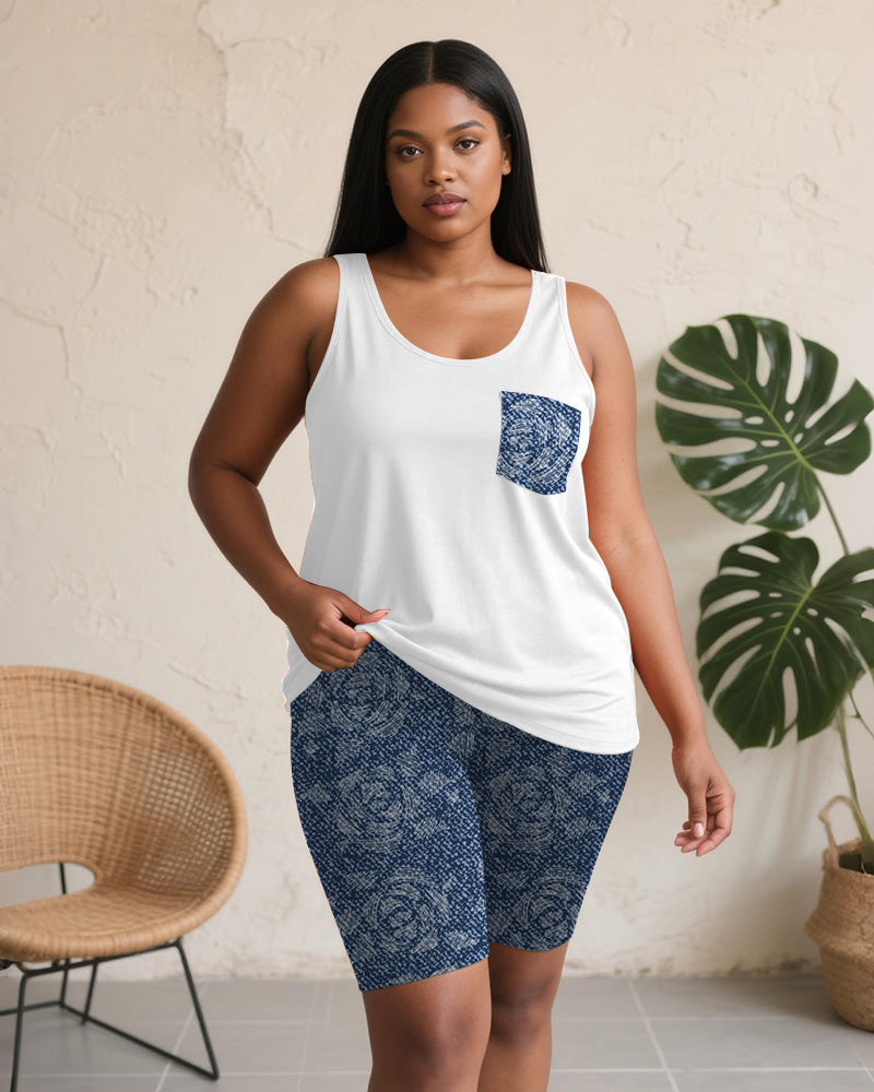 Big & Tall Denim Graphic Two-piece Set for big men view 2