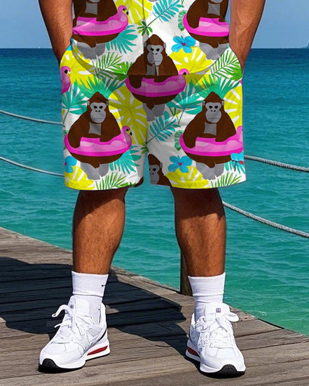Big & Tall Hawaiian T-Shirt Shorts Set for big men view 3