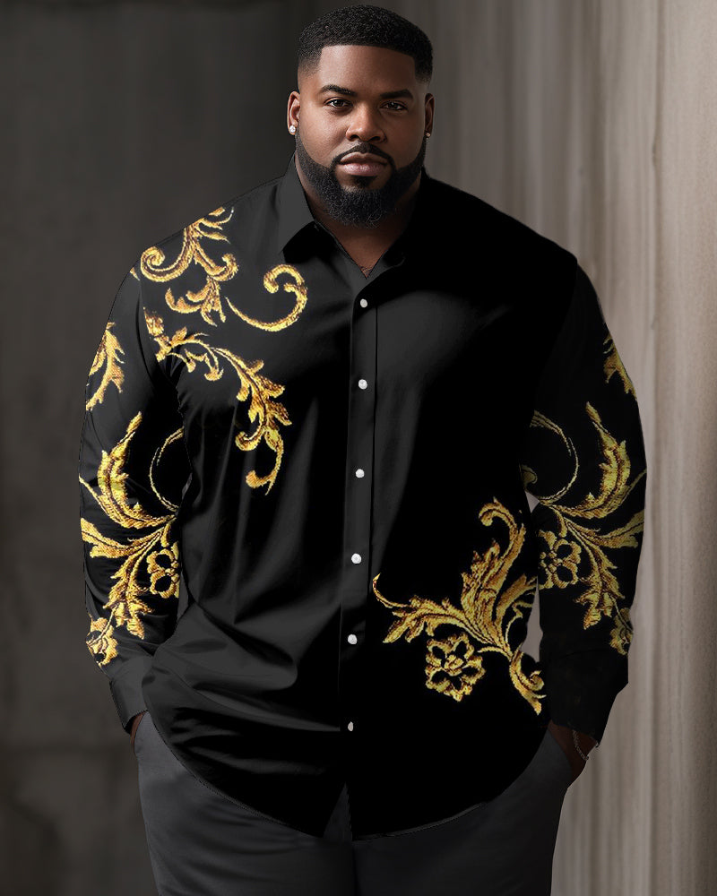 Big & Tall Floral Vintage Long Sleeve Shirt for big men view 1