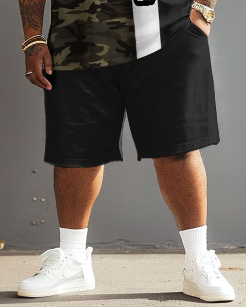 Big & Tall Graphic Camouflage T-Shirt Shorts Set for big men view 3