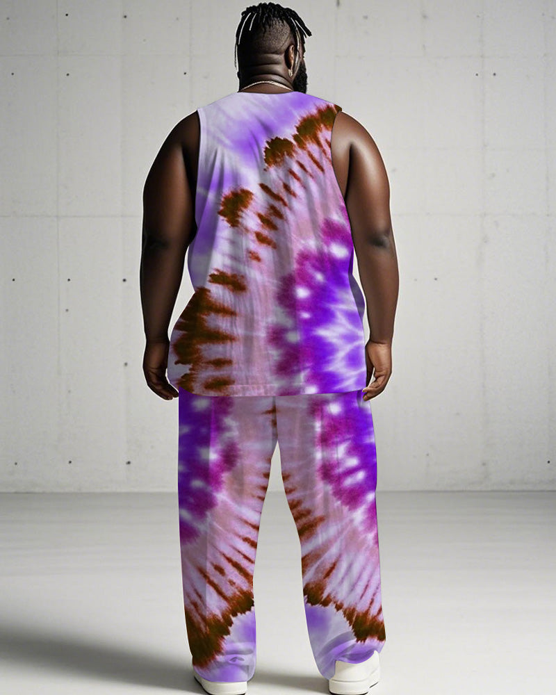 Big & Tall Purple Streetwear Vest Pants Set for big men view 4