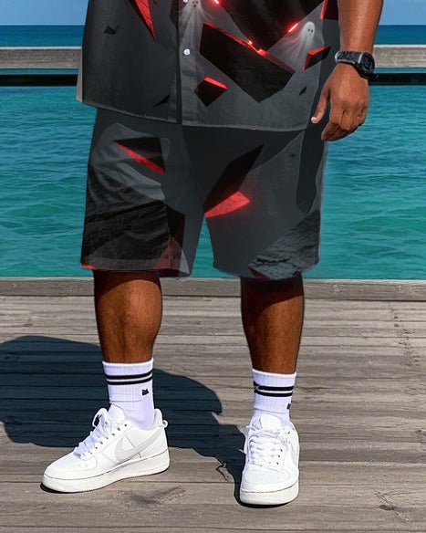 Big & Tall Streetwear T-Shirt Shorts Set for big men view 3