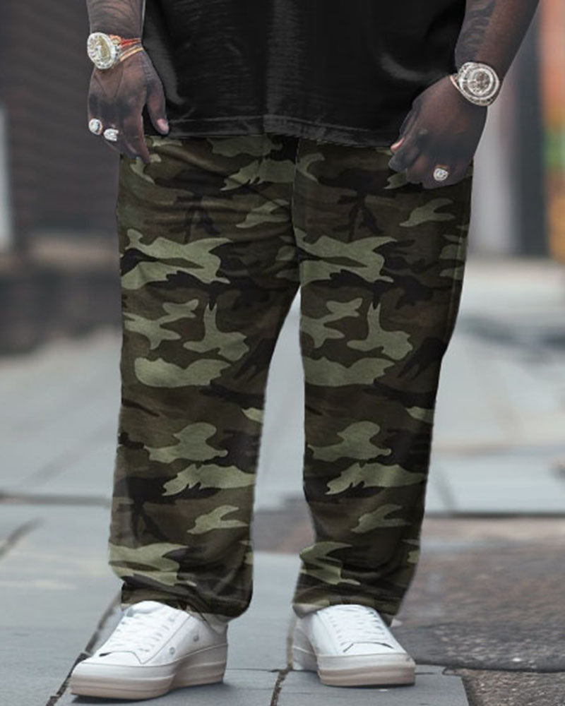 Big & Tall Graphic Camouflage T-Shirt Pants Set for big men view 3