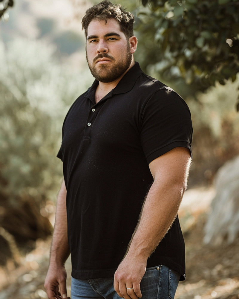 Big & Tall Solid Color Business Casual Polo Shirt for big men view 8