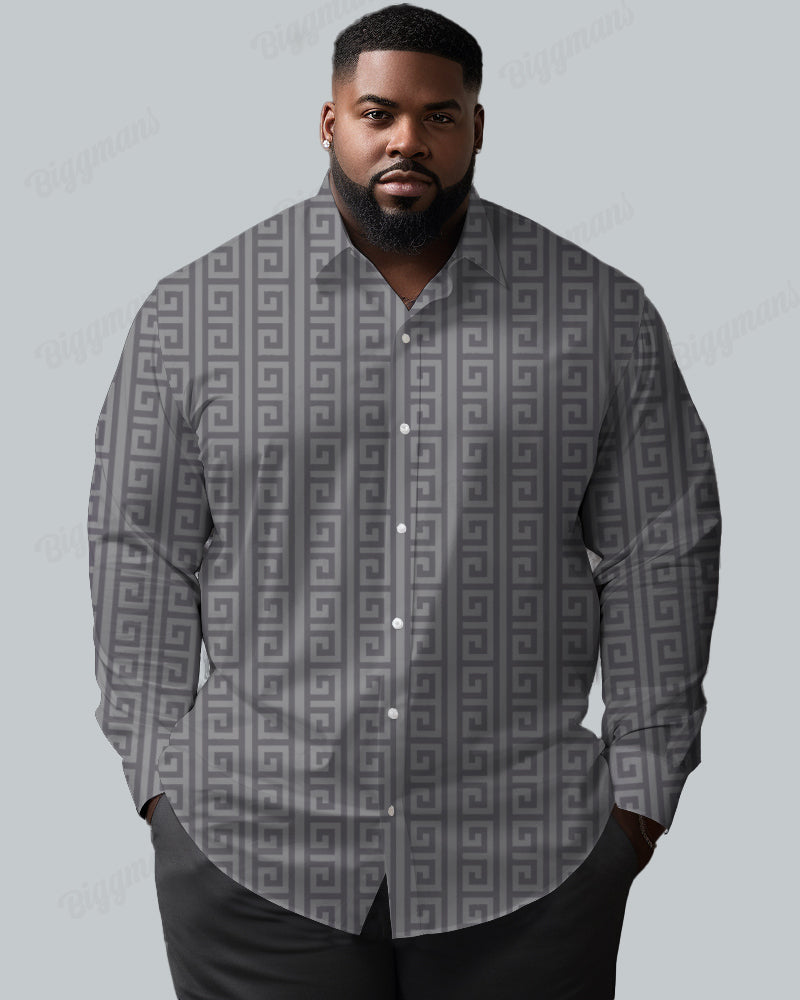 Big & Tall Patchwork Long Sleeve Shirt for big men view 2