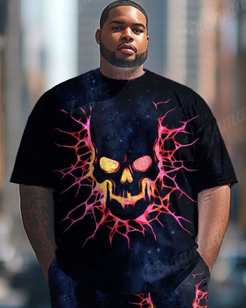 Big & Tall Graphic Streetwear Skull T-Shirt Pants Set for big men view 2