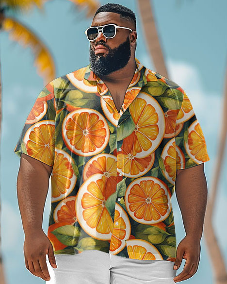Big & Tall Orange Hawaiian Graphic Jeans for big men view 3
