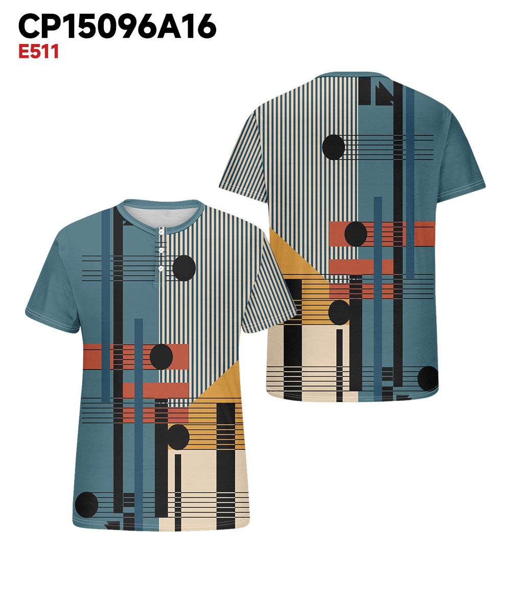 Big & Tall Blue Colorblock Geometric T-Shirt for big men view 3