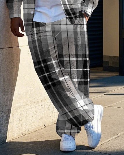 Big & Tall Black White Gradient T-Shirt Pants Set for big men view 3