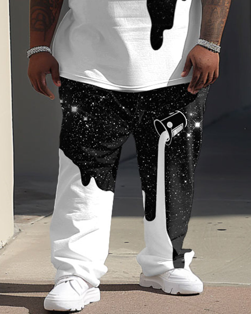 Big & Tall Graphic Streetwear T-Shirt Pants Set for big men view 3