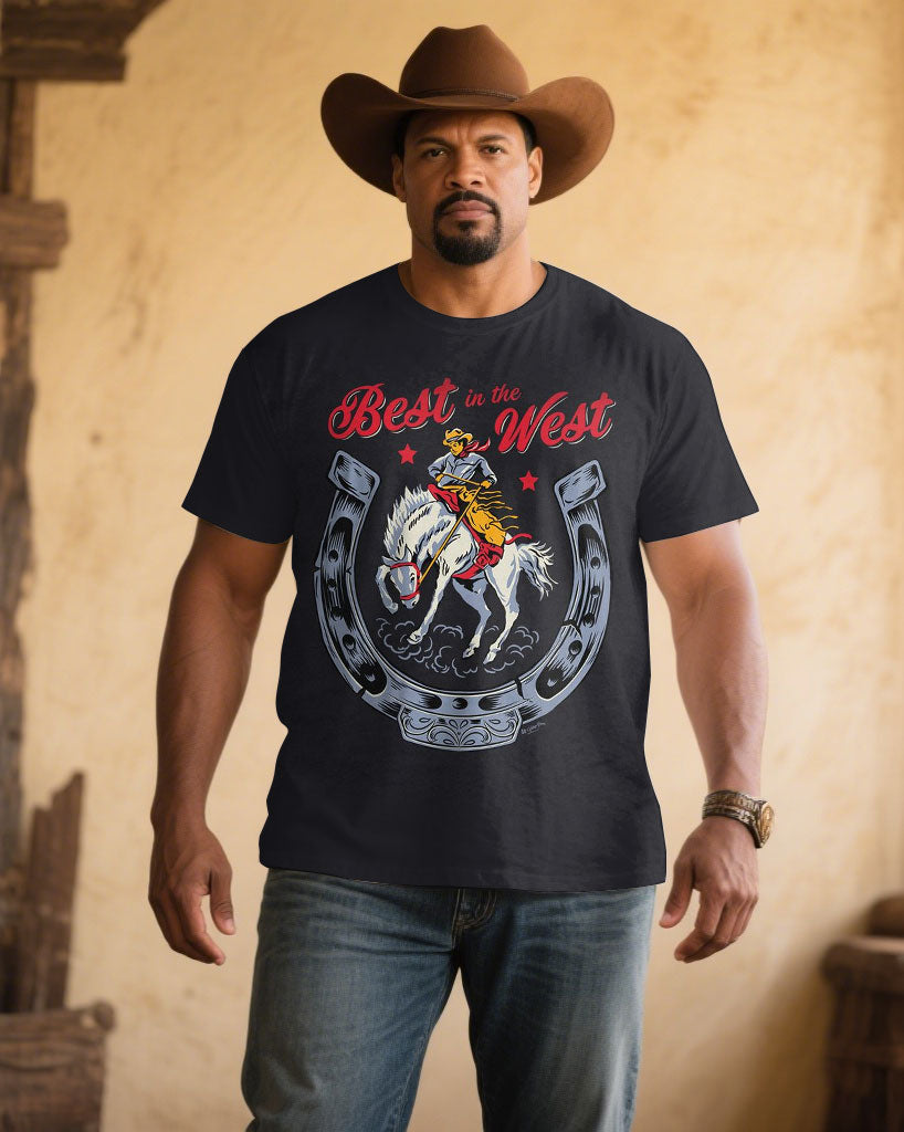 Big & Tall Black Western Denim T-Shirt for big men view 1