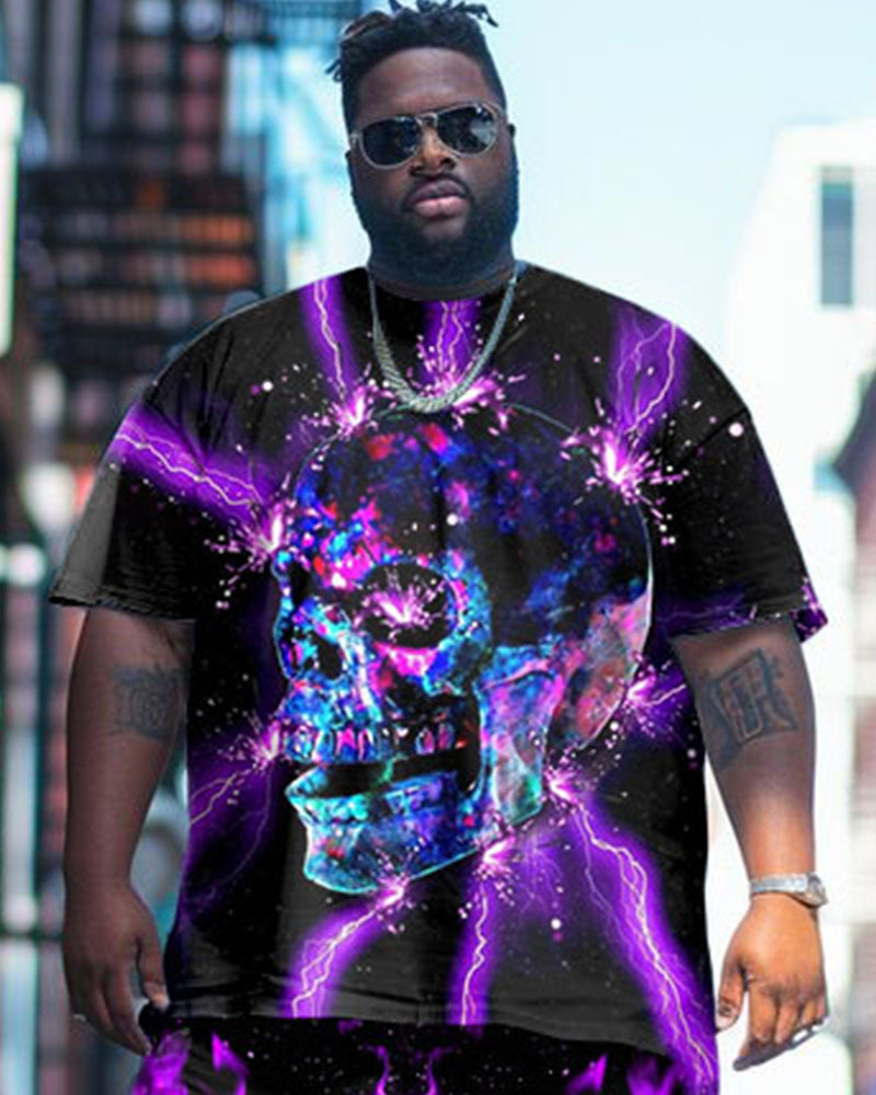 Big & Tall Graphic Streetwear T-Shirt Shorts Set for big men view 2