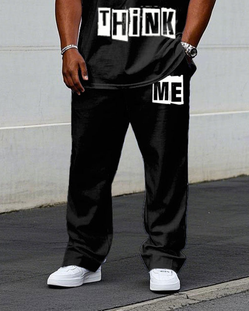 Big & Tall Graphic Streetwear T-Shirt Pants Set for big men view 3