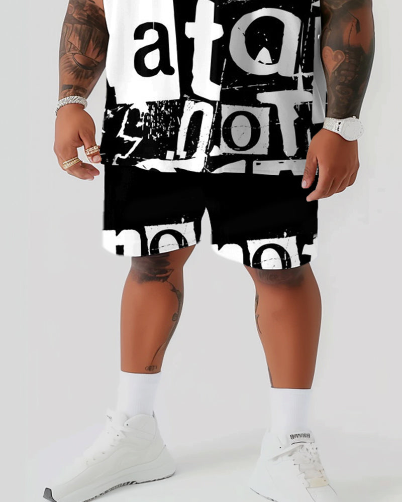 Big & Tall Graphic T-Shirt Shorts Set for big men view 3