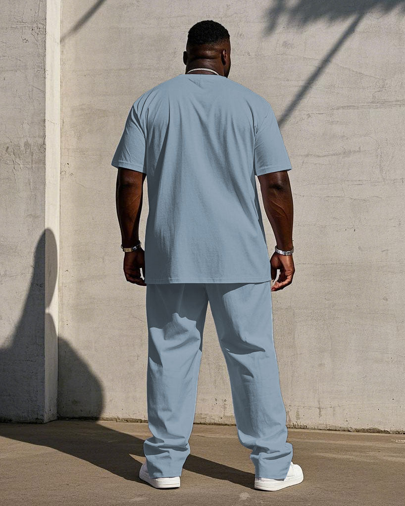 Big & Tall Striped T-Shirt Pants Set for big men view 4