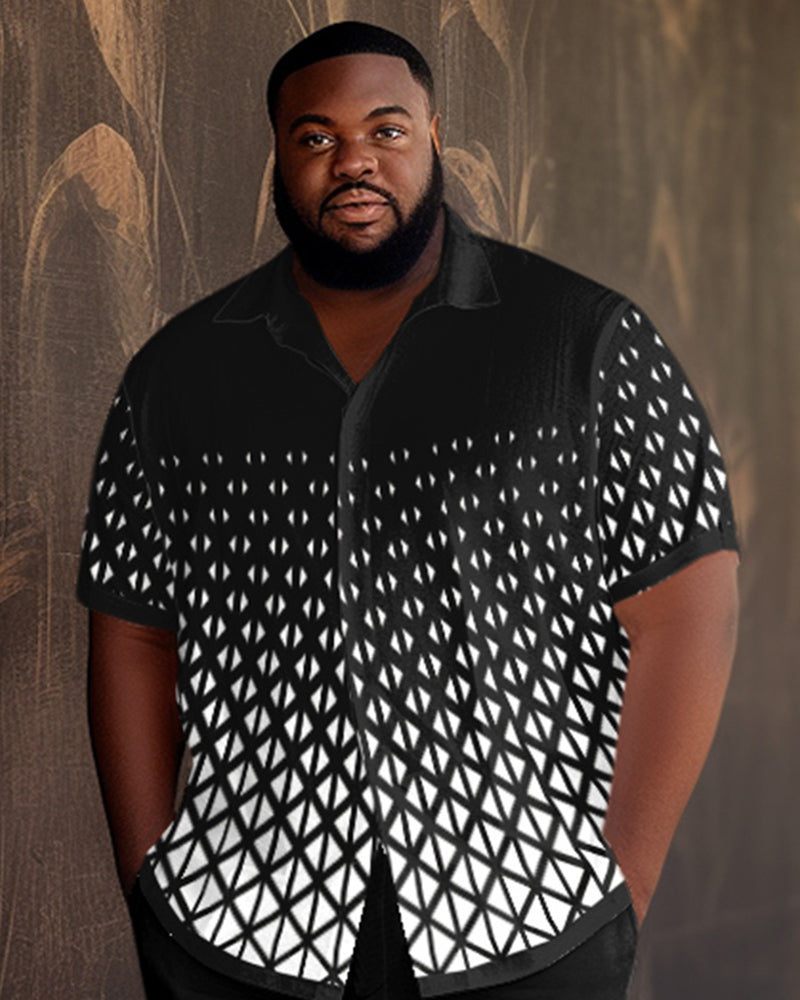 Big & Tall Black Gradient Shirt Pants Set for big men view 2