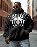 Big & Tall Black Graphic Hoodie Sweatpants Set for big men