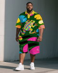 Big & Tall Streetwear Polo Shorts Set for big men view 1