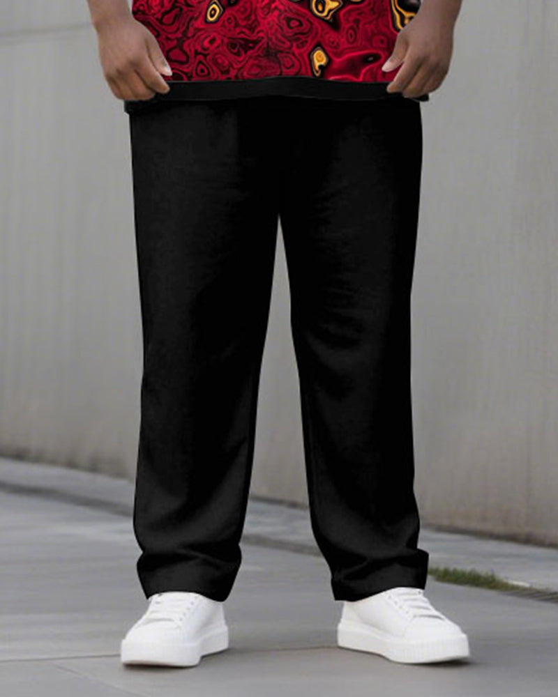 Big & Tall Black Red Geometric Two-piece Set for big men view 3