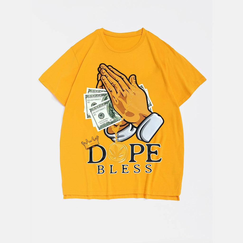 Big & Tall Yellow Graphic Streetwear T-Shirt for big men view 2