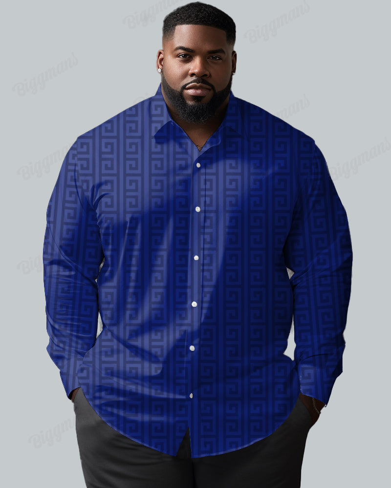 Big & Tall Patchwork Long Sleeve Shirt for big men view 3