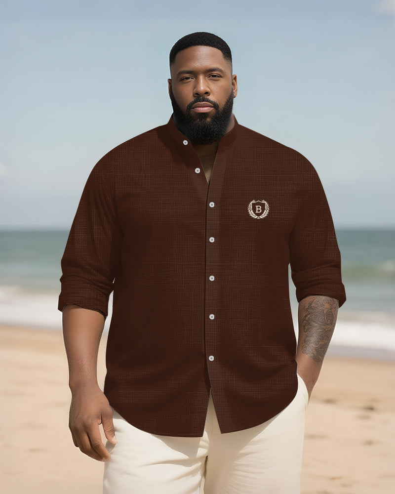 Big & Tall Graphic Patchwork Long Sleeve Shirt for big men view 5
