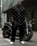 Big & Tall Black Graphic T-Shirt Pants Set for big men view 1