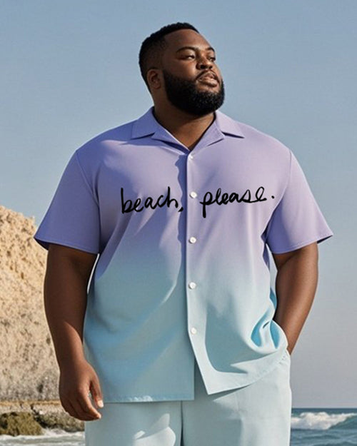 Big & Tall Purple Hawaiian T-Shirt Shorts Set for big men view 2